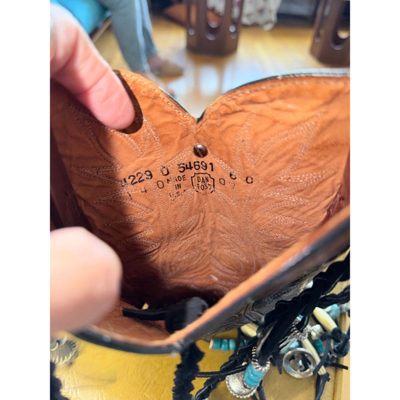 Dan Post Brown Leather Crossbody Bag One Size with Turquoise Accents - Picture 5 of 5